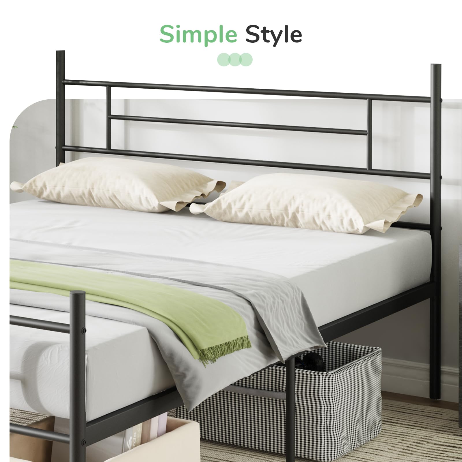 Novilla Metal Full Size Bed Frame with Headboard and Footboard, 14 Inch Platform Bed Frame with Storage No Box Spring Needed, Strong Metal Slats Support