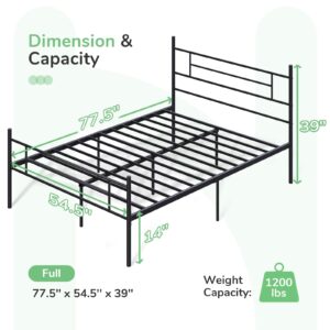 Novilla Metal Full Size Bed Frame with Headboard and Footboard, 14 Inch Platform Bed Frame with Storage No Box Spring Needed, Strong Metal Slats Support