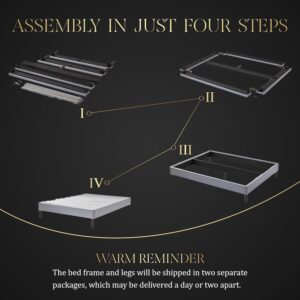 SUMELL Full Size Bed Frame - 14 Inch Platform Bed Frame,Tool-Free Assembly Mattress Foundation/Wooden Slats Support/No Box Spring Needed/No Noise,Gray