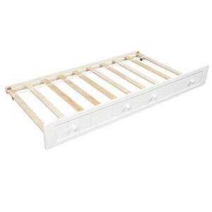 Twin Size Daybed Sofa Beds and Trundle Daybed,Simplicity Twin Platform Bed,Solid Wood Slat Support,Dual-use Sturdy Sofa Bed,No Box Spring Needed,for Living Room,Guest Room,Children Room (White)