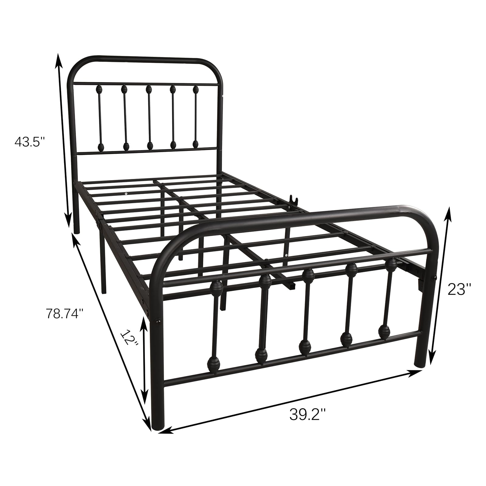 Metal Bed Frame, Twin Size Platform Bed Frame, Mattress Foundation with Headboard ＆ Footboard, Steel Slat Support/No Box Spring Needed (Twin)