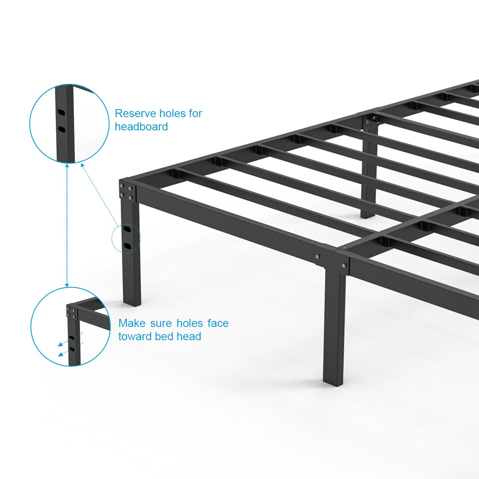 AUTSTA Full Size Bed Frame No Box Spring Needed,Bed Frame Full Size Esay Assembly, Heavy Duty Metal Bed Frame Full Size with Storage,Full Platform Bed Frame Noise Free