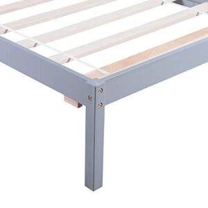 Tidyard Wood Platform Bed Twin Size Platform Bed with Headboard Mattress Foundation Easy Assembly, No Box Spring Needed for Dorm, Bedroom, Guest Room