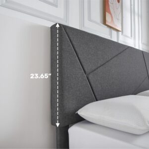 Tackview Upholstered Platform Bed Frame - Fabric Adjustable Headboard - Strong Wooden Slats - Mattress Foundation - No Box Spring Needed