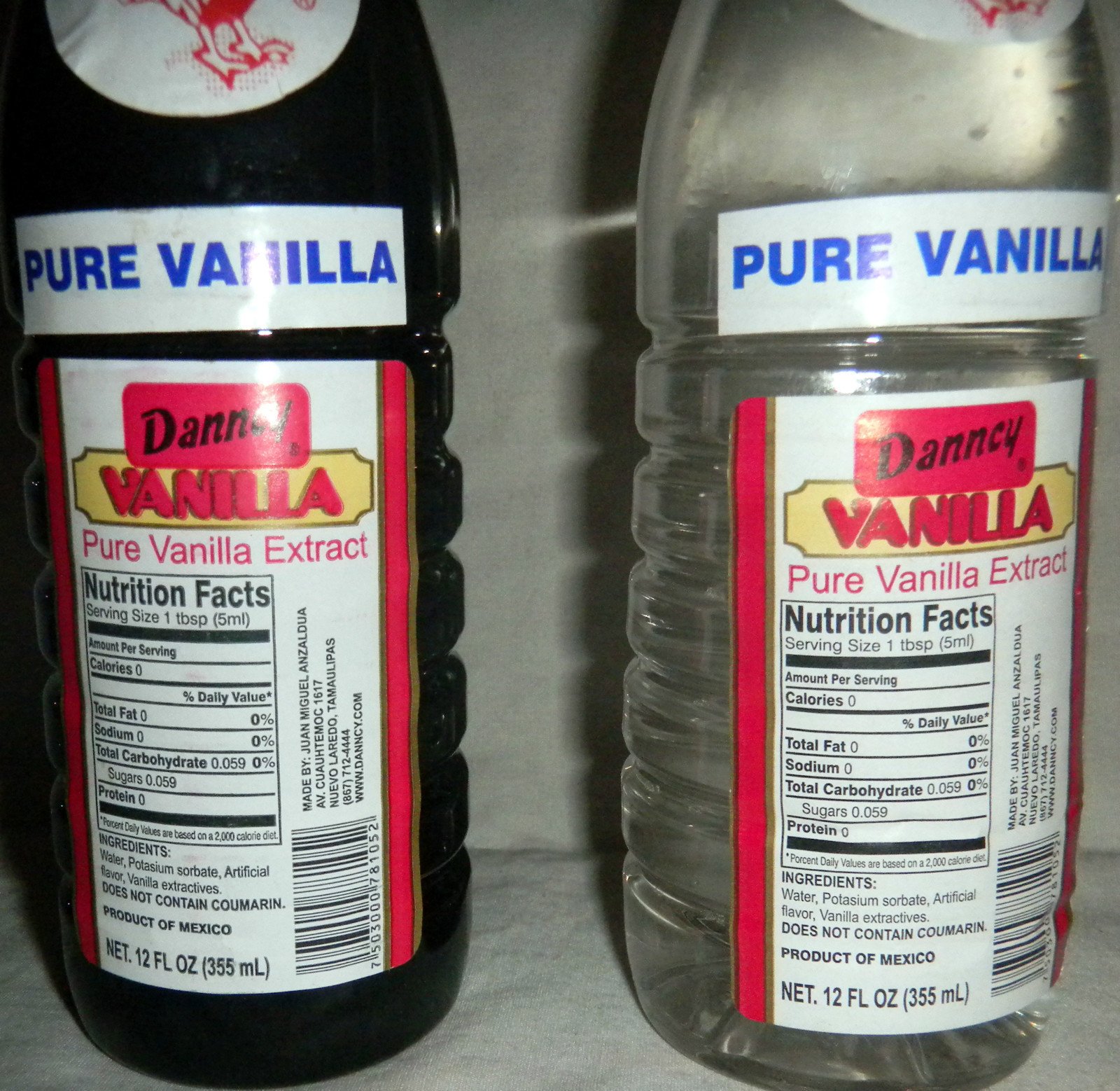 2 X Danncy Mixed Pure Mexican Vanilla Extract From Mexico 12oz Each 2 Plastic Bottle Lot Sealed