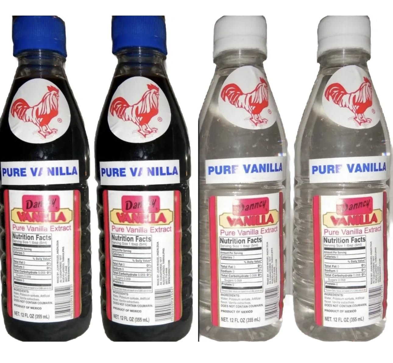 4 X Mixed Danncy Pure Mexican Vanilla Extract From Mexico 12oz Each 4 Plastic Bottle Lot Sealed by Danncy