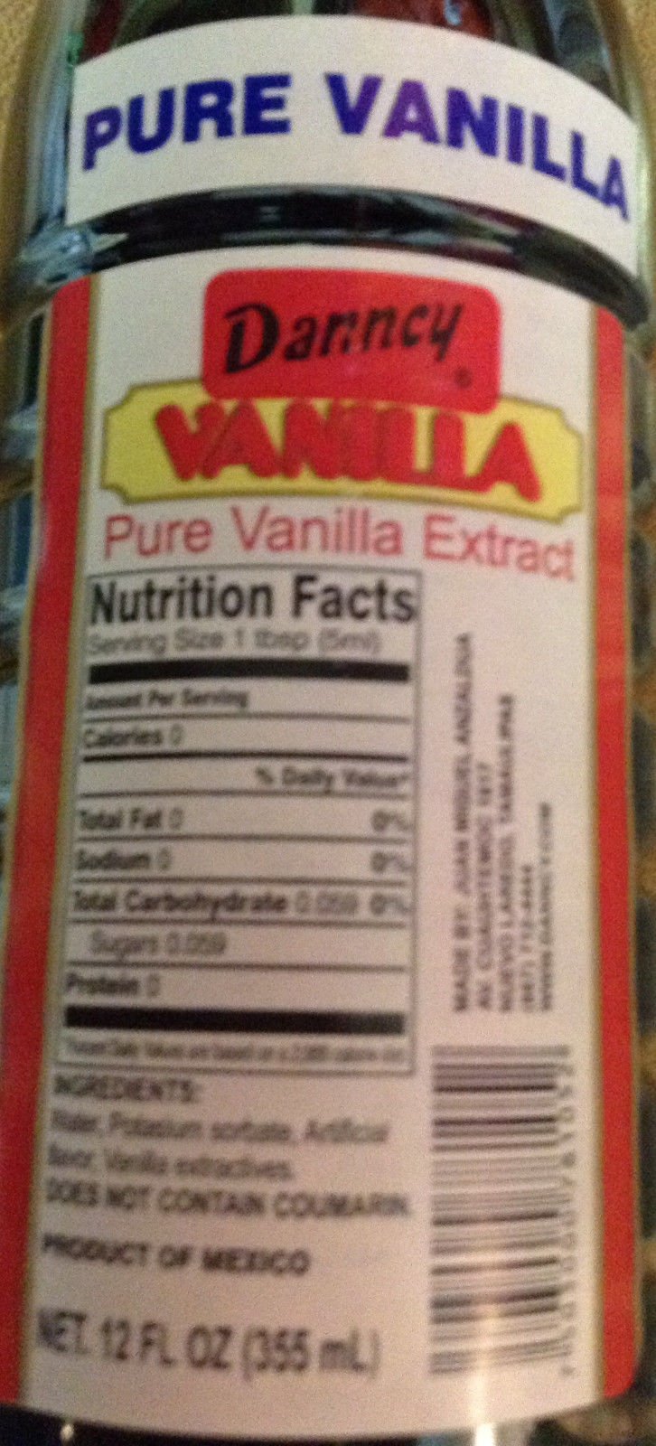 New 1Dark and 1White 12 oz. PURE VANILLA EXTRACT Danncy Brand