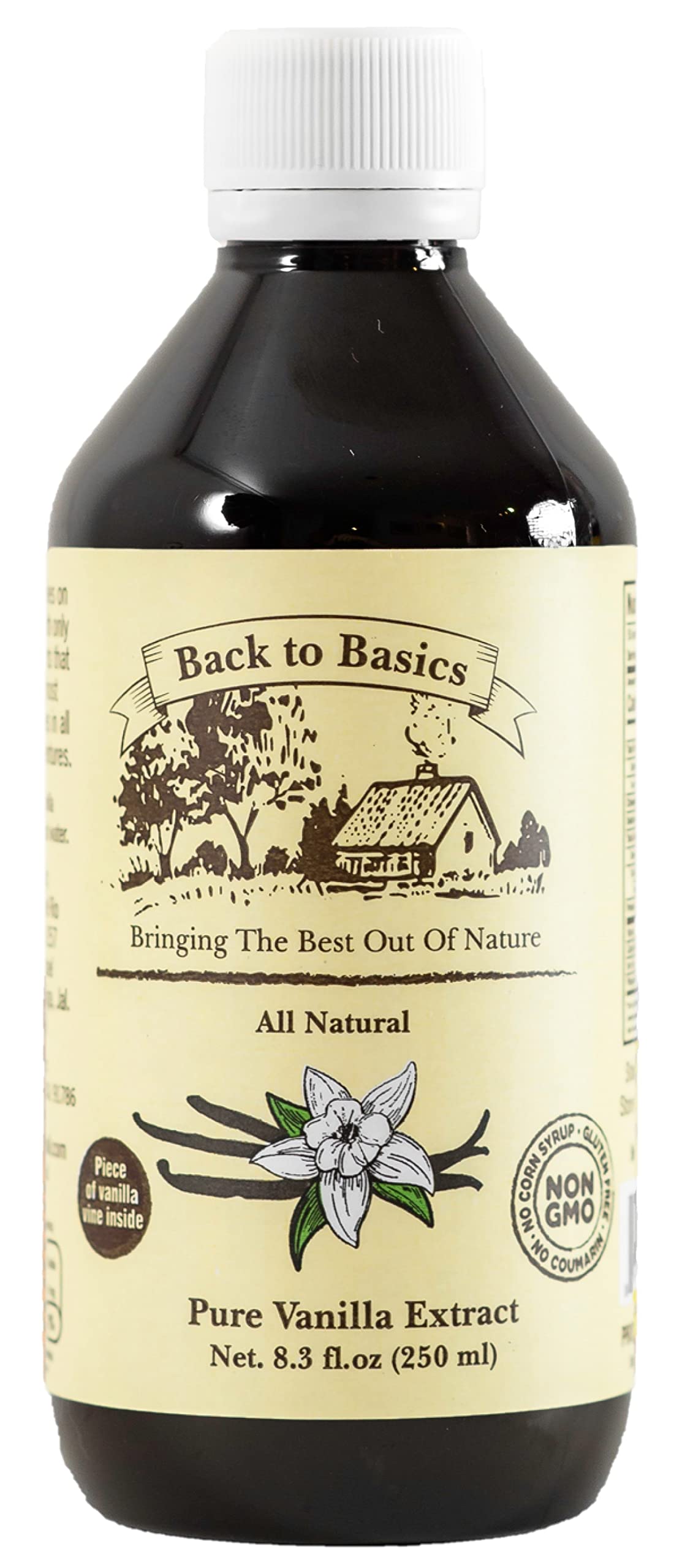 Back to Basics – All Natural - Pure Vanilla Extract – 8 oz – Mexican Vanilla – To Enhance Flavors in Cooking, Baking, and Dessert Making