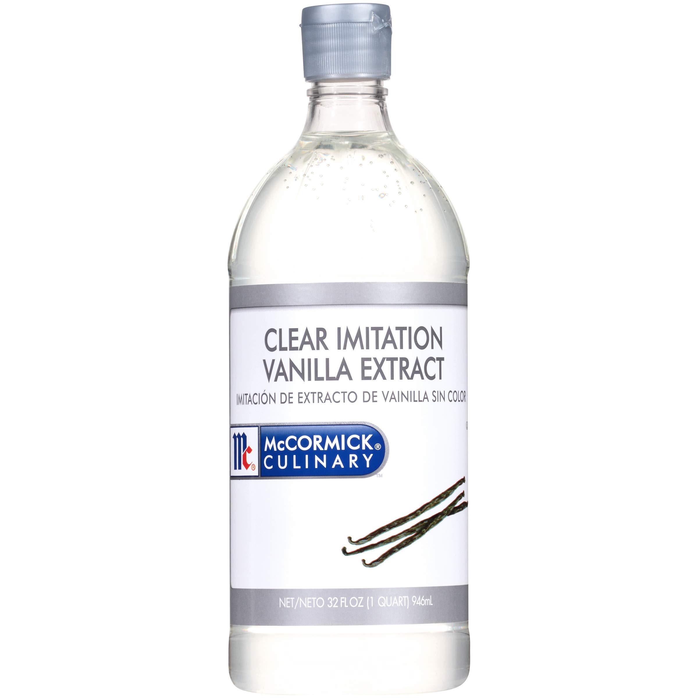 McCormick Culinary Clear Imitation Vanilla Extract, 32 fl oz - One 32 Fluid Ounce Bottle of Clear Vanilla Flavoring for Baking, Perfect in Baked Goods, Frostings, Custards and Desserts