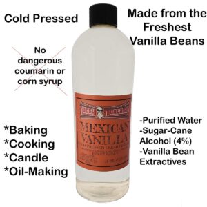 Nutty Montanan Authentic Real Pure Mexican Clear Vanilla (White) 16 Ounce Cold Pressed No Coumarin Imported