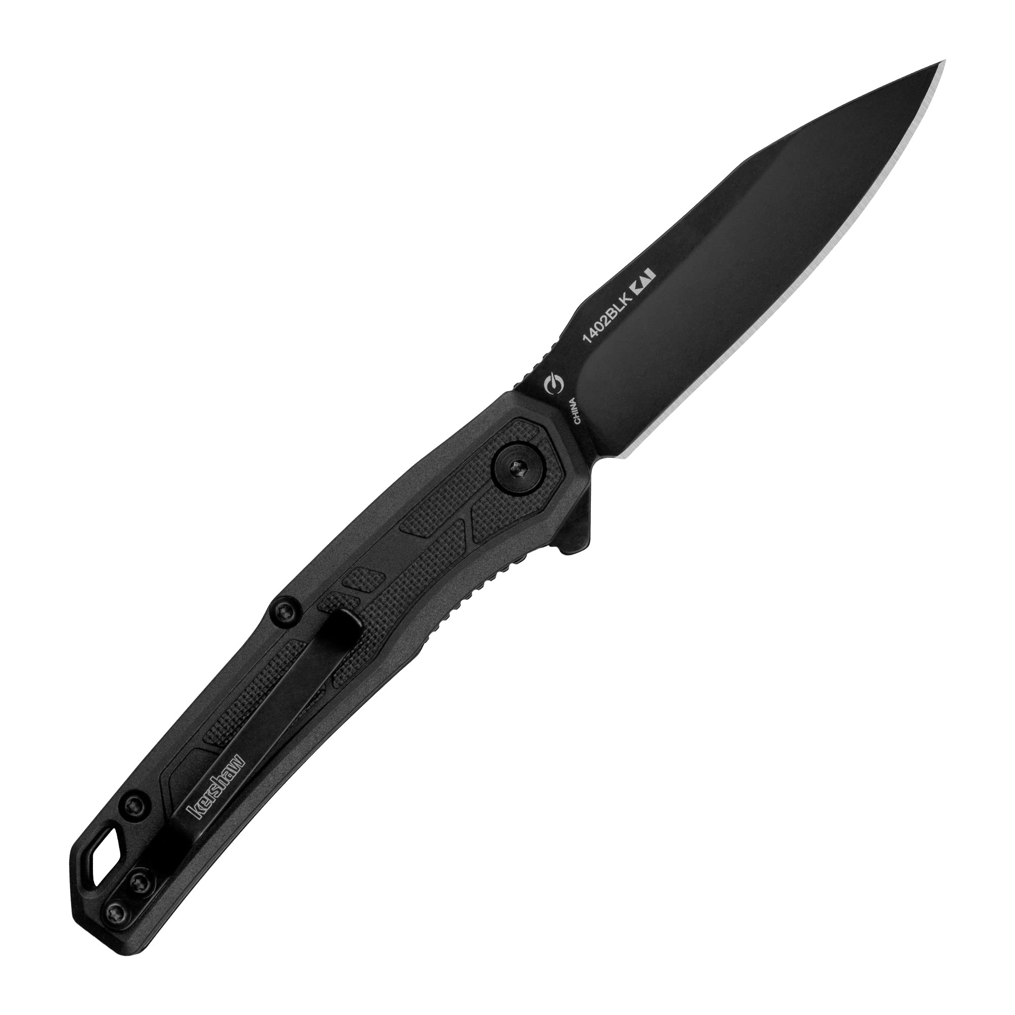 Kershaw Appa Folding Tactical Pocket Knife, SpeedSafe Opening, 2.75 inch Black Blade and Handle, Small, Lightweight Every Day Carry