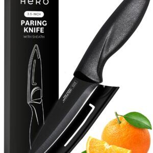 Home Hero 2 Pcs Paring Knife with Sheath - High Carbon Stainless Steel Chopping Knife with Ergonomic Handle - Razor-Sharp Multi-Purpose Kitchen Knife for Chopping Vegetable and Cooking