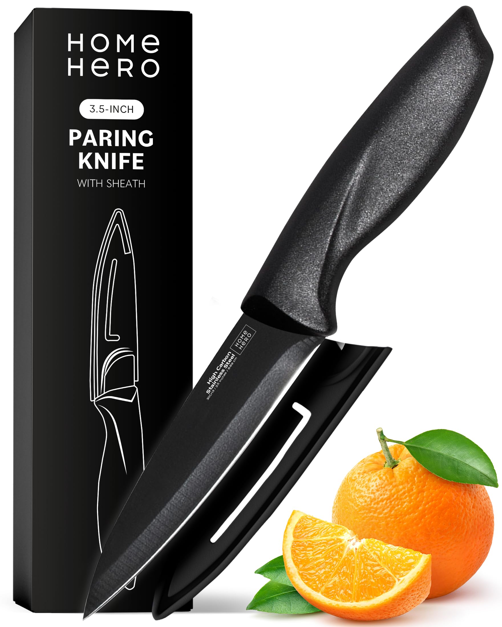 Home Hero 2 Pcs Paring Knife with Sheath - High Carbon Stainless Steel Chopping Knife with Ergonomic Handle - Razor-Sharp Multi-Purpose Kitchen Knife for Chopping Vegetable and Cooking