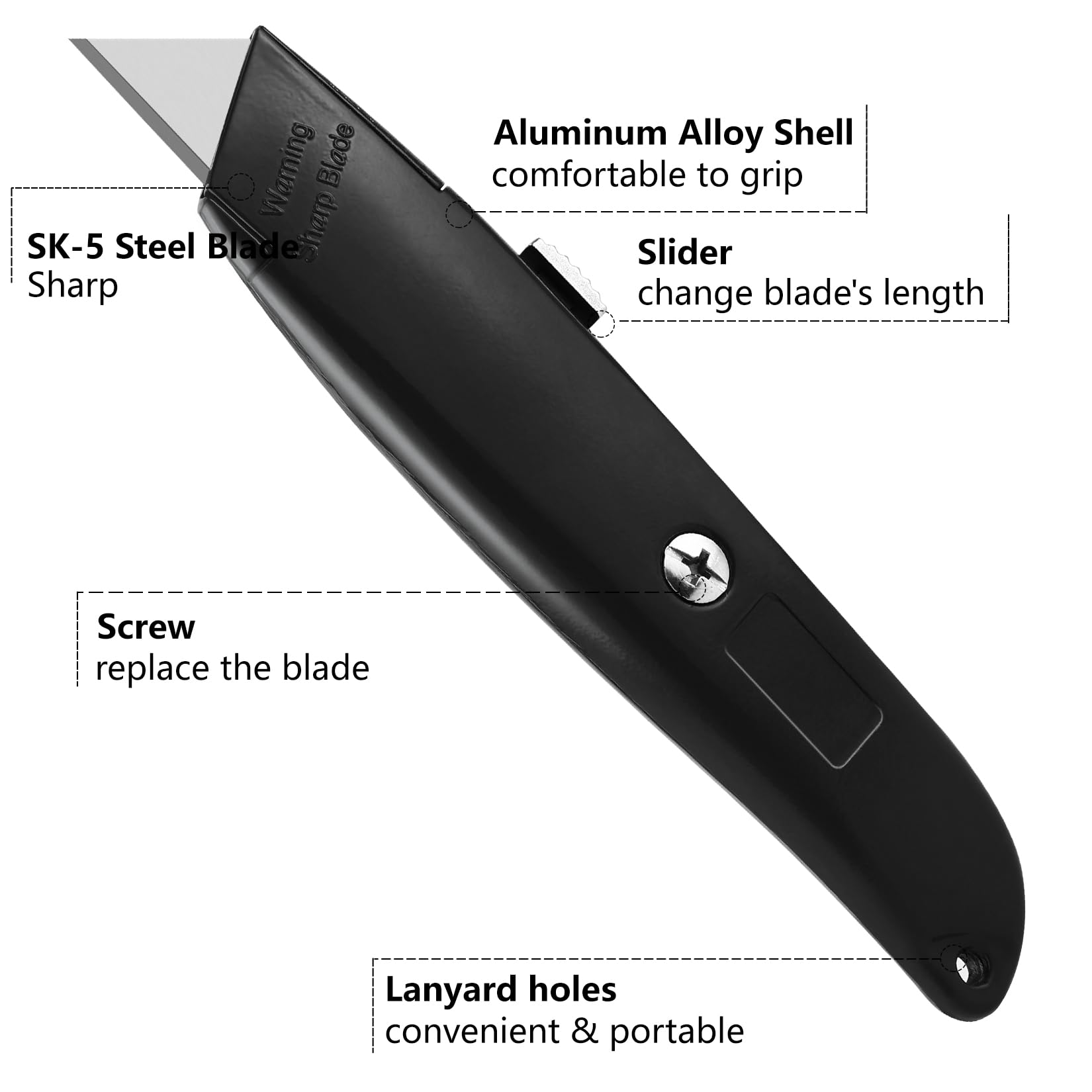 DIYSELF 2Pack Utility Knife Box Cutter Retractable Blade Heavy Duty(Black)