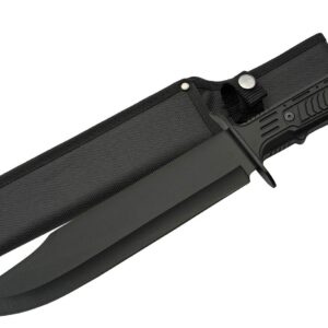 SZCO SUPPLIES 15" Outdoor Survival Black Tech Bowie Blade Knife