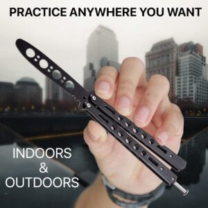 GOOD WORKER Butterfly Trainer – Balisong Trainer – Practice Butterfly – Balisong Butterfly Knives NOT Real NOT Sharp Blade – Black Dull Trick Butterfly – Butter Fly Training CSGO K10-B