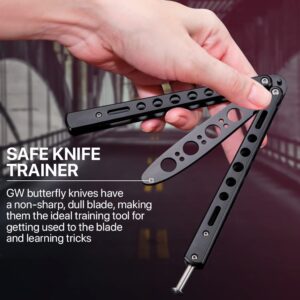 GOOD WORKER Butterfly Trainer – Balisong Trainer – Practice Butterfly – Balisong Butterfly Knives NOT Real NOT Sharp Blade – Black Dull Trick Butterfly – Butter Fly Training CSGO K10-B