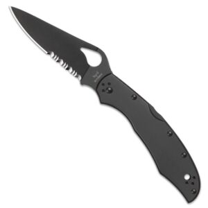 spyderco byrd cara cara 2 knife with 3.75" black steel blade and durable black stainless steel handle - combinationedge - by03bkps2