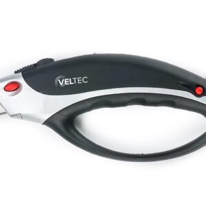 Veltec Heavy Duty Retractable Utility Knife, Box Cutter, Carpet Cutter with 3-Position Locking, Ergonomic Non-Slip Grip, 5 Reversible Replacements Blades SK5 (Black)