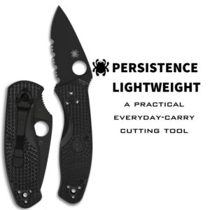 Spyderco Persistence Lightweight Knife with 2.77" Black Steel Blade and Durable Black FRN Handle - PlainEdge - C136SBBK