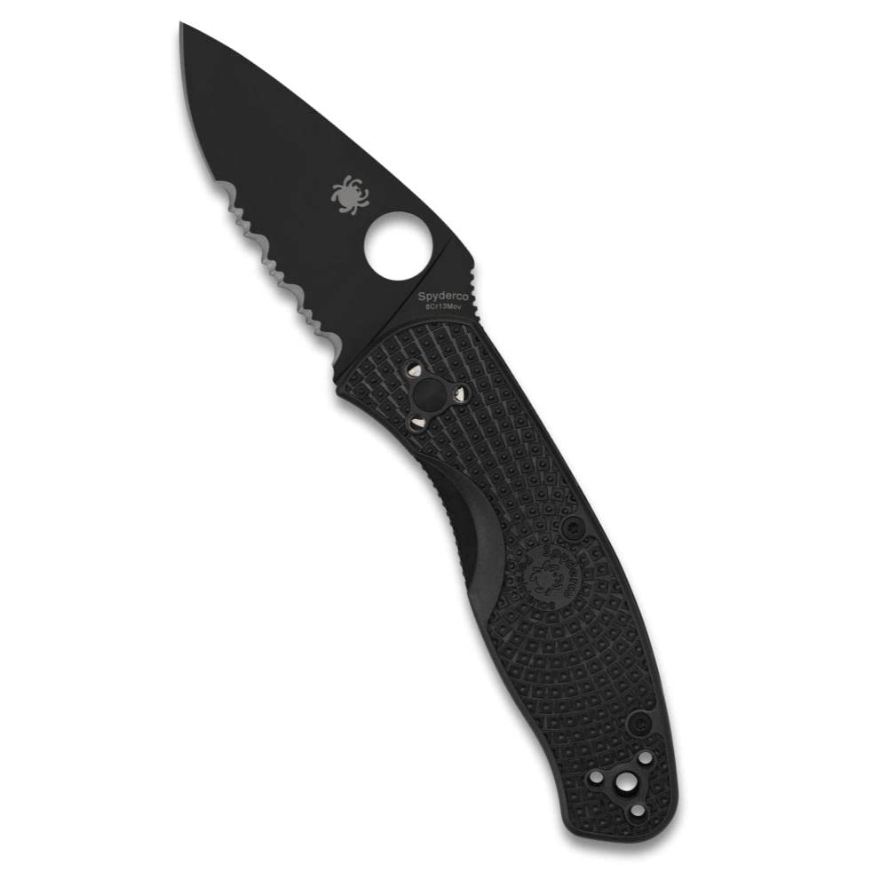 Spyderco Persistence Lightweight Knife with 2.77" Black Steel Blade and Durable Black FRN Handle - CombinationEdge - C136PSBBK