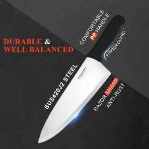 BOLEXINO Chef Knife,10 inch High Carbon Stainless Steel Kitchen Knife, Sharp Cutting Knife W/Ergonomic Handle for Household or Business (Black)