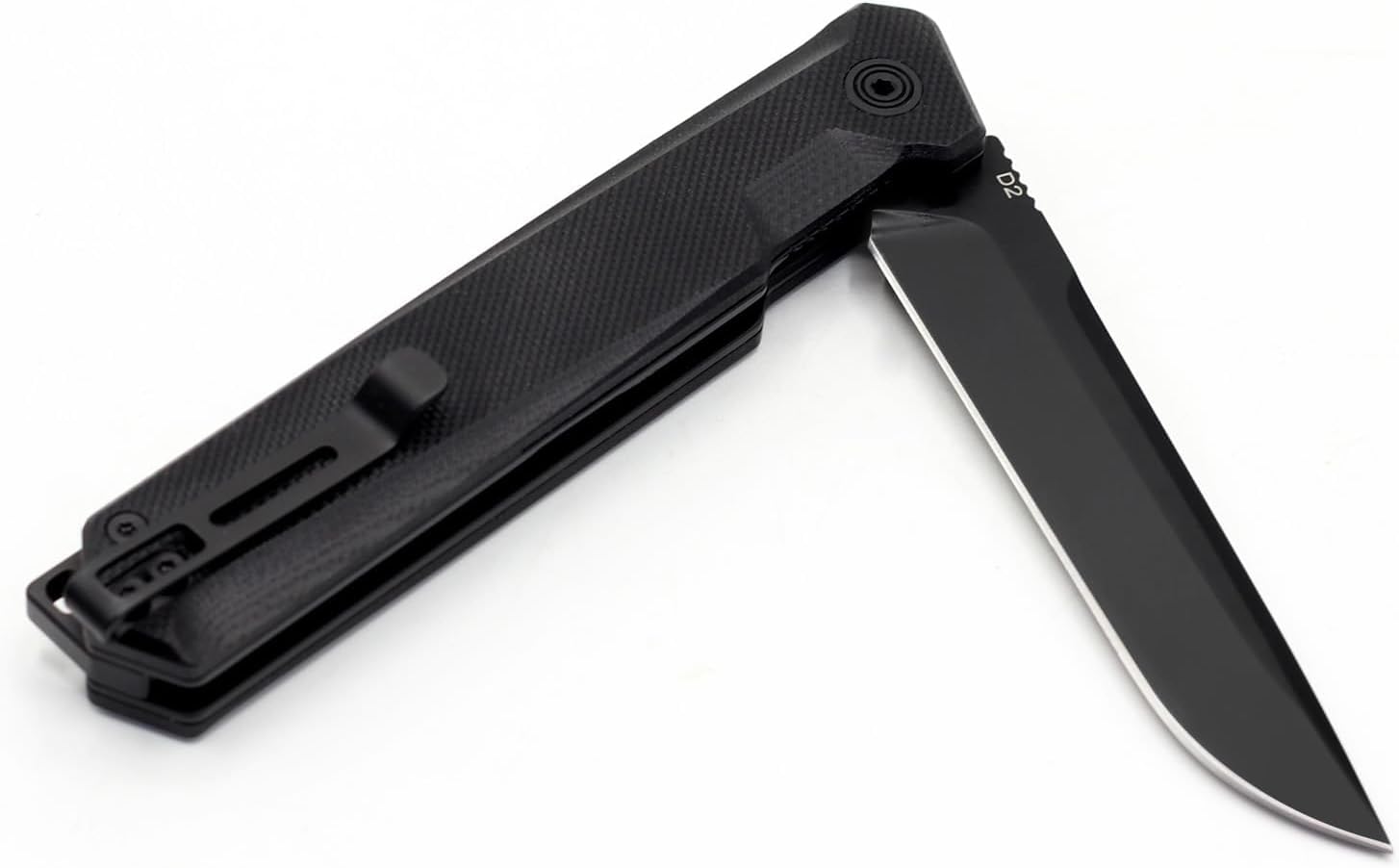 EMHiii Flipper Pocket Folding Knife: 3.54" D2 Steel Black Blade, G10 Scales, Slim EDC Knives with Reversible Deep Clip for Men and Women