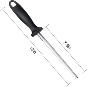 Bkinpid Knife Sharpening Rod Steel Professional Kitchen Sharpener 13 Inch Black