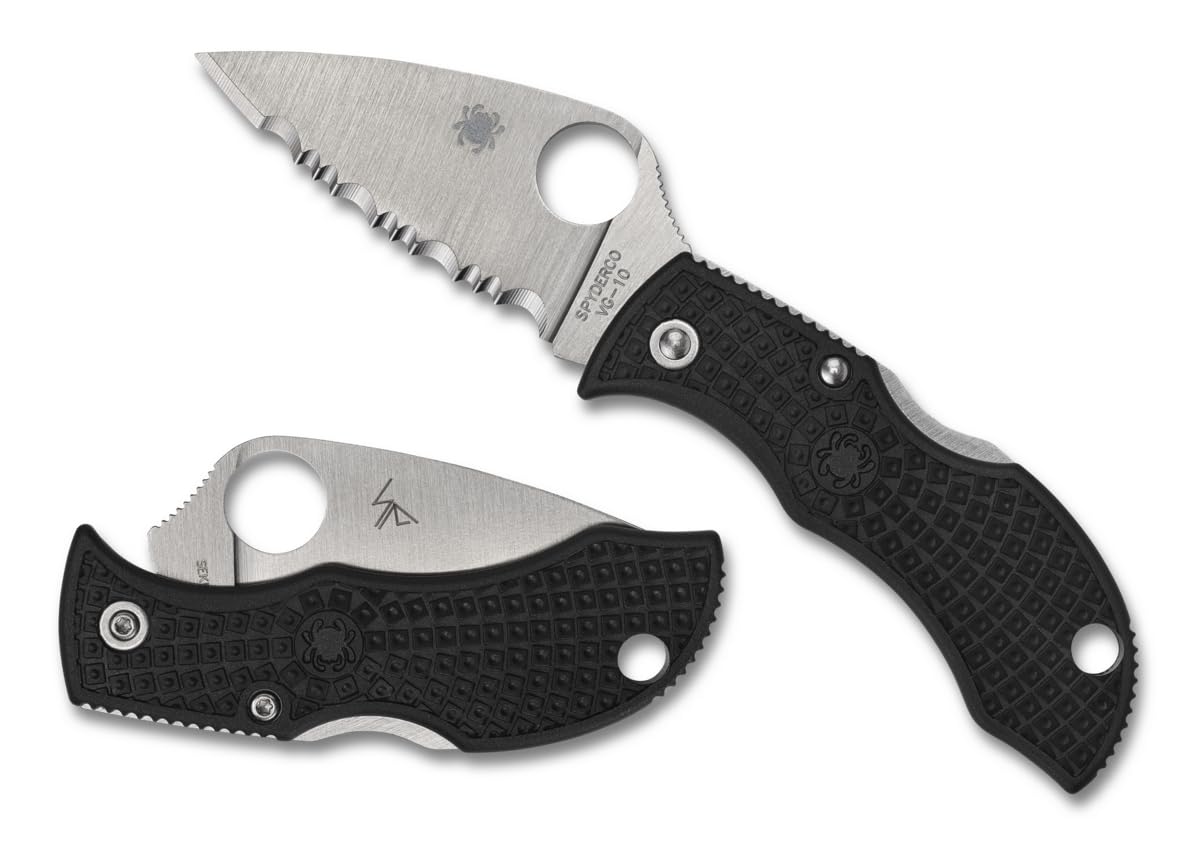 Spyderco Knives Manbug Lightweight MBKLFS Black FRN and Serrated VG-10 Pocket Knife