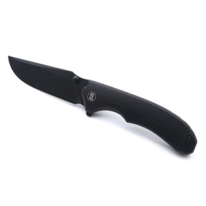 Miguron Knives M Centurion Flipper Folding Knife 3.5" Black PVD 14C28N Blade Black G10 Handle Pocket Knife MGR-812BK