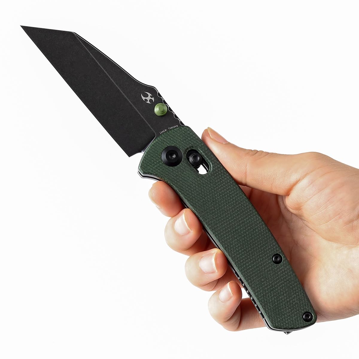 KANSEPT Main Street Pocket Knives 7.92in Axis Lock Folding Knife with 3.36in Black 154CM Material, Green Micarta Handle, Poclet Tactical Knife for Men,Easy Open Knives, Envelope Opener T1015V6