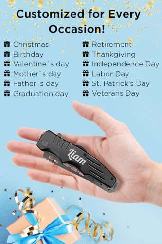 Grand Way Personalized Gift for Men - Customized Pocket Knife Engraved Gifts Dad Husband Custom Knives Idea Birthday Christmas Valentine's Day Anniversary Stocking Stuffers 6681 PS