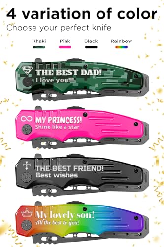 Grand Way Personalized Gift for Men - Customized Pocket Knife Engraved Gifts Dad Husband Custom Knives Idea Birthday Christmas Valentine's Day Anniversary Stocking Stuffers 6681 PS