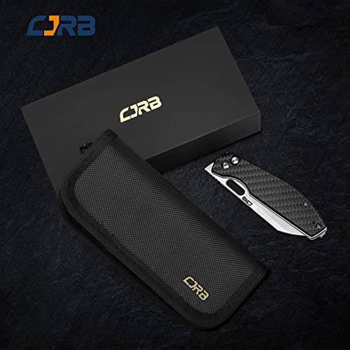 CJRB CUTLERY Pocket Knife Ekko(1929) Folding Knife for Men AR-RPM9 Steel Blade and Black Carbon Fiber Handle for Work Outdoor Hinking Camping