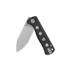 QSP KNIFE CANARY FOLDER POCKET KNIFE, SHARP 14C28N BLADE with COLORFUL G-10 HANDLES (stonewash blade, black G-10 handle)