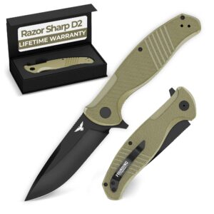 FOUNDING FORGERS 3.75" D2 Pocket Knife For Men | Large EDC Knife With Case EDC Knives For Men Folding Pocket Knife Hunting Pocket Knives & Folding Knives