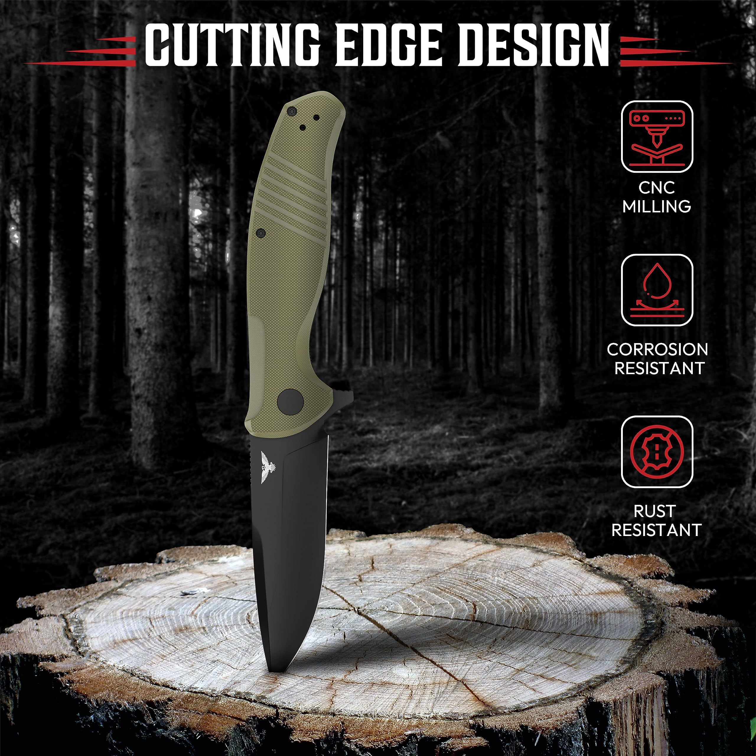 FOUNDING FORGERS 3.75" D2 Pocket Knife For Men | Large EDC Knife With Case EDC Knives For Men Folding Pocket Knife Hunting Pocket Knives & Folding Knives