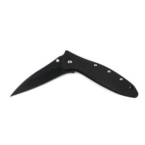 Black Leek Pocket Knife, 2.9 Inch 5Cr15Mov Blade and Stainless Steel Handle, Assisted Opening Folding Knife with Flipper Frame Lock, Deep Carry Pocketclip for Camping