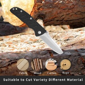 Vickay Folding Pocket Knife for Men, Sharp 8Cr13MoV Steel Blade, Lightweight G10 Handle, Ideal for Camping, Hiking, Fishing, and Everyday Carry, Black