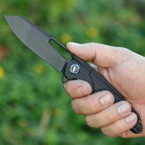 VNLA Folding pocket Knife,Black Sandvik 14C28N Blade, Black G10 Handle,Lightweight for Indoor Outdoor Gift EDC