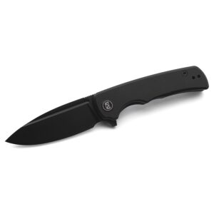 Miguron Knives M Talism Flipper Folding Knife,3.01" Black PVD D2 Blade Black G10 Handle With Deep Pocket Clip,Camping Hiking Pocket Knife MGR-810BK