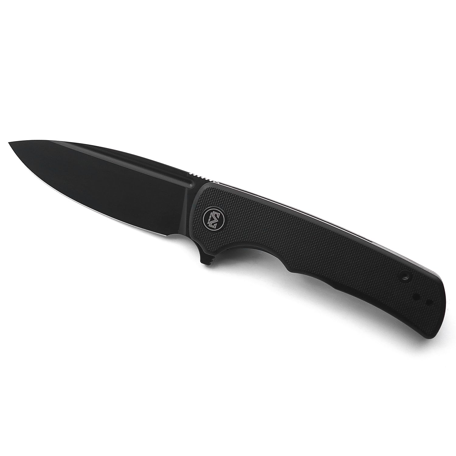 Miguron Knives M Talism Flipper Folding Knife,3.01" Black PVD D2 Blade Black G10 Handle With Deep Pocket Clip,Camping Hiking Pocket Knife MGR-810BK