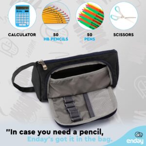 Enday Big Capacity Pencil Case, 3 Compartments Pencil Bags with Zipper, Large Capacity Pencil Pouch, Cute Pencil Case Organizer, Zipper Pencil Pouches, Black