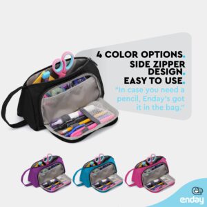 Enday Big Capacity Pencil Case, 3 Compartments Pencil Bags with Zipper, Large Capacity Pencil Pouch, Cute Pencil Case Organizer, Zipper Pencil Pouches, Black