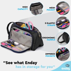 Enday Big Capacity Pencil Case, 3 Compartments Pencil Bags with Zipper, Large Capacity Pencil Pouch, Cute Pencil Case Organizer, Zipper Pencil Pouches, Black