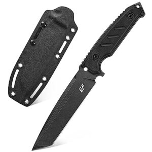 eafengrow ef129 fixed blade knife, dc53 steel tanto blade,g10 handle full tang fixed knifes straight knife for camping hunting adventure survival and edc tool(black)