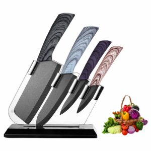 ceramic knife sets for kitchen 4 piece with holder,ceramic chef's paring knives with steath,vegetable cutting knife lettuce knife suitable for fruits,vegetables and meat