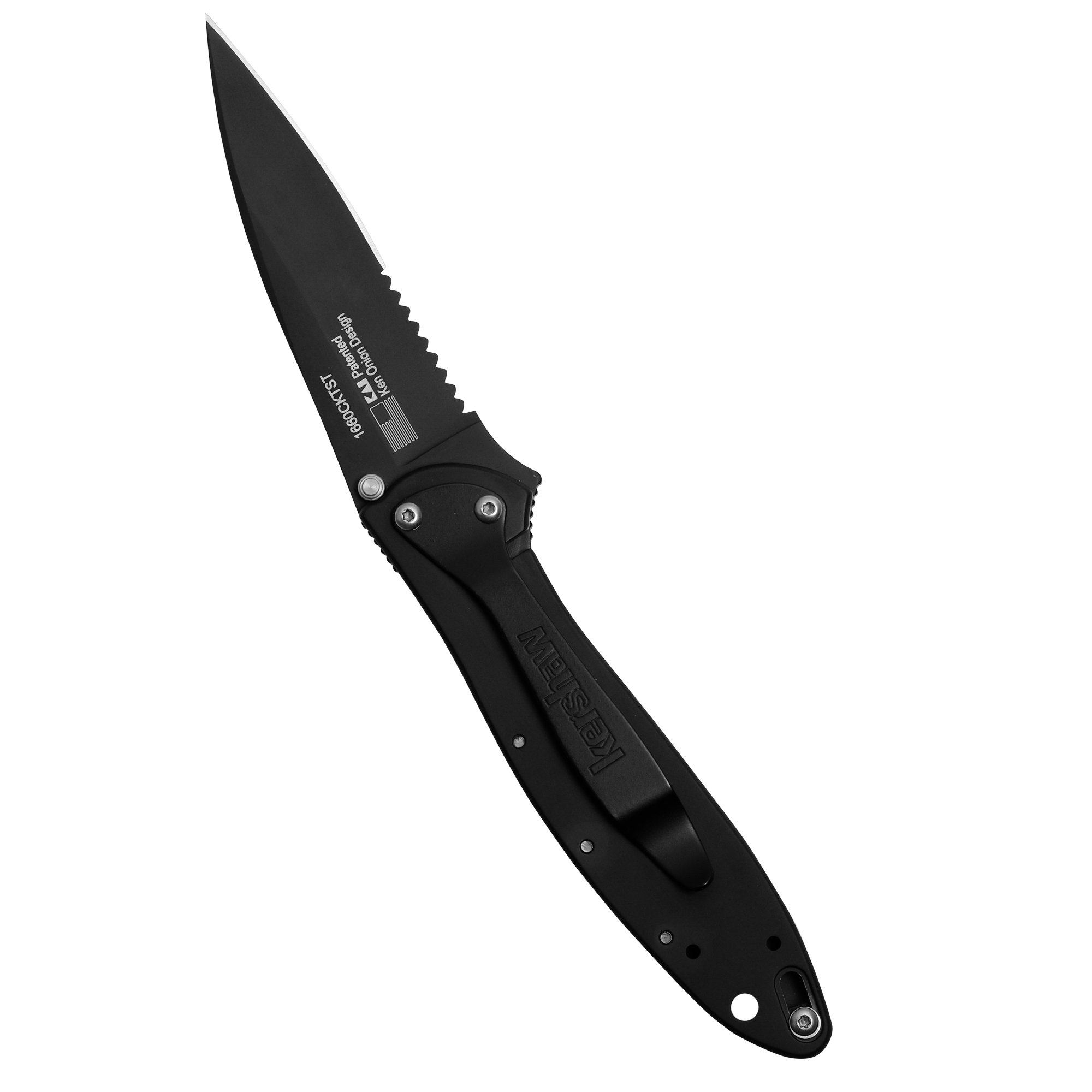 Kershaw Leek Black Serrated EDC Pocketknife, 3" Sandvik 14C28N Steel Blade & Leek Serrated EDC Pocketknife, 3" Sandvik 14C28N Steel Blade, assisted opening Folding Knife