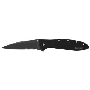 Kershaw Leek Black Serrated EDC Pocketknife, 3" Sandvik 14C28N Steel Blade & Leek Serrated EDC Pocketknife, 3" Sandvik 14C28N Steel Blade, assisted opening Folding Knife