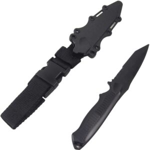 ESH7 Tactical Rubber Knife Military Enthusiasts Funning Cosplay Toy Sword Training Props War Game Knife Dagger Blade Rubber Fake Knives with Scabbard/Sheath